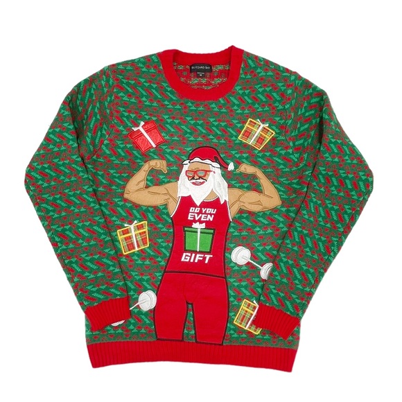 NEW Blizzard Bay Men's Santa Clause Do You Even Gift Ugly Christmas Sweater Top - Picture 1 of 10